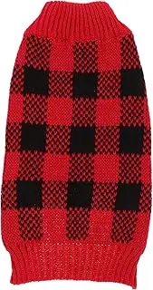 Abaodam Warm Dog Sweater for Breathable Plaid Design Cozy High-Collar Pet Garment for Dogs for Photo Props and Outdoor Activities