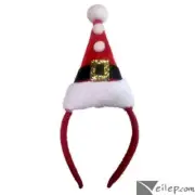 Christmas Santa Suit Hat & Pom Poms Polyester Headband, Red White, One-Size