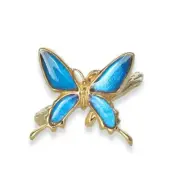 Butterfly Wing Ring Morpho cacica 925 Sterling Silver & Resin OSFA Blue Japan
