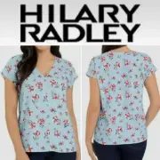 Hilary Radley Blue Floral Blouse. Super Cute, Comfy & Light Weight