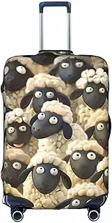 [Pvinnk] Cute Cartoon Sheep Print Protective Luggage Cover Elastic Washable Suitcase Protector Travel Gear Protector, White, Large