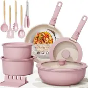 21 Pcs Pots and Pans Set Non Stick, Ceramic Cookware Set Detachable Handle,