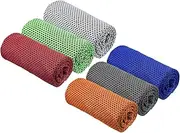 uxcell Cooling Towel 40"x12" 6Pcs Ice Towel for Neck and Face, Soft Breathable Chilly Towels Sweat Absorbing for Yoga Sports Gym Workout Camping Fitness Running Golf, Multicolor