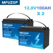 2x 12V 100Ah Lithium Battery LiFePO4 24V Recharge Deep Cycle Marine RV BMS Boat