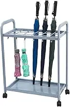 Umbrella Stands Metal Umbrella Stand Trolley, Freestanding Umbrella Holder Rack for Home Office Entryway, with Drip Tray and Hooks/18-Slot 12 Hooks