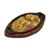 Pre-seasoned Cast Iron Oval Shape Sizzler Plate with Wooden Base, Oval Platter