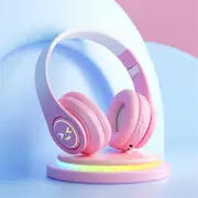 New B39Pro Gradient Color Bluetooth Earphones Headwear Wireless Foldable Earphones(Pink)
