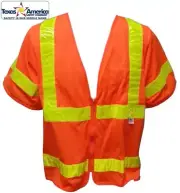 Class Three Sleeved Orange Safety Vests with Lime Reflective Stripes
