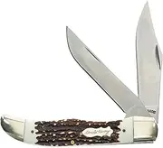 Uncle Henry Next Gen Staglon 227UH 9.3in Folding Knife with 6.7in Stainless Steel Clip-Point Blade, Straight Back Blade, and Staglon Handle for Hunting, Camping and EDC