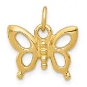 14K Yellow Gold Solid Polished Butterfly Charm