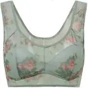 2024 New Ice Silk Lace Cooling Comfort Bra, Ice Silk Cooling Bra, Seamless Sports Bra, Wireless Push Up Bra for Older Women Green M (30kg-35kg)