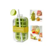 2-in-1 Ice Maker Ice Cube Tray & Water Bottle, Touch-Free Silicone Ice Cube Tray Green 500ml