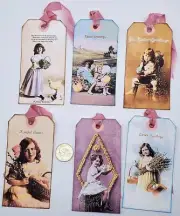 6-Easter-Vintage-Ephemera-Spring-Junk Journal-Linen Cardstock-Hang-Gift-Tags