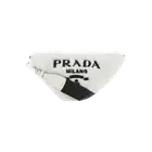 Prada Shearling Triangle Crossbody Bag White Black