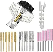 YUENTOEN 20Pcs Chainsaw Sharpening Attachment Kit with Angle Guide and Diamond Burr Grinding Stone Files Blade Teeth Sharpener Set