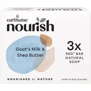 Earthwise Nourish Natural Soap Bar Goat's Milk & Shea Butter 3 Pack