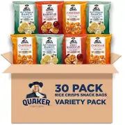 Quaker Rice Crisps Gluten Free 3 Flavor Single Serve 0.67 Savory Variety Pack...