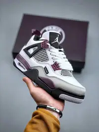 在飛比找Yahoo!奇摩拍賣優惠-耐克男女Air Jordan 4 Retro PSG 白紫大