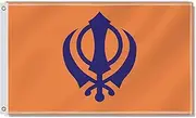 3×5 FT Sikhism Religion Flag,Large Sikh people National Decor,Double Side Digital Printed 150D Polyester Banner With Canvas Header Brass Grommet