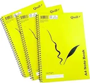 Quill, A4 Notebook, 120 Pages, 70 GSM, 8mm Lined, Pack 3, Spiral Bound, Coated Cardboard Cover