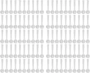 100pcs Micro Scoop Plastic Measuring Long Handle Coffee Teaspoon Lab 2ml/1g White Fertilizer Spoon Powder Glitter Seasoning for Gardening Fertilization Kitchen Cooking Baking
