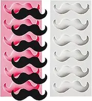 2 Pack Silicone Fondant Mold Beard Fondant Molds Cupcake Topper Chocolate Candy Clay Gum Paste (Grey and Pink, One Size)