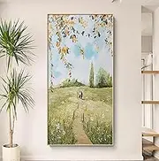 Oil Painting - Grassland Flower Sea Texture Painting Large Size Sofa Background Wall Decorative Painting,Living Room Sofa Background Wall Decoration Painting,As Shown,110 X 220 Cm(44"X87")