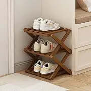 [YYW] Shoe Rack, Foldable Bamboo Shoes Shelf, Freestanding Shoe Storage Organiser for Entryway, Hallway, Bedroom, Closet (Brown, 3 Layers)