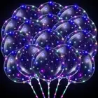 50 Pcs Light up Led Balloons Bulk 20 Inches Clear Flashing Glow in the dark B...