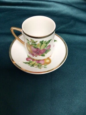 Vintage Norcrest Fine China Tea Demitasse Cup & Saucer Gold Trim C-491