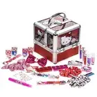 Train Case Cosmetic Makeup Set Includes Lip Gloss, Eye Shimmer, Nail Polish