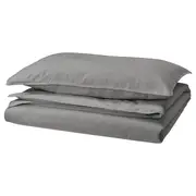 ÄNGSLILJA duvet cover and pillowcase, grey, 150x200/50x80 cm