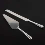 Silver Wedding Bridal Cake Knife & Server Rhinestone Crystal Hearts Engravable