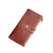 Men Leather Wallet Top Layer Zipper Clutch Bag Multifunction Purse