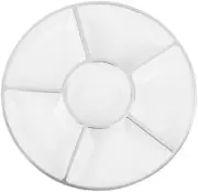 6-Section Divided Round White Tray with Silver Rim 2pcs