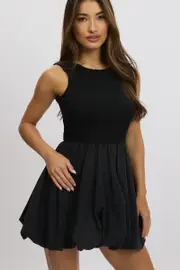Black Bubble Dress Mini - Size 16XL, Women's Skater Dress