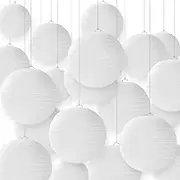 20PCS Hanging Paper Lanterns, 6" 8" 10" 12" Round Chinese Japanese White Paper Lantern Decorations with Hanging Line for Weddings Decoration, Indoor and Garden Party Decoration
