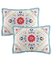 The Pioneer Woman Muilti-Color Mazie Medallion 2-Piece Cotton Sham Set King NEW