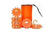 LED Road Flares 6 Pack Emergency Roadside Lights 9 Flash Modes Safety Flashing Warning Disc Flare Kit Waterproof with Magnetic Base for Car Truck Orange