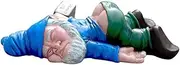 Funny Drunk Dwarf Garden Gnome Statues, 24cm Tall Drunk Garden Statues, Sculpture Yard Decor Landscape Porch Decoration Outside Novelty Gift(Blue)