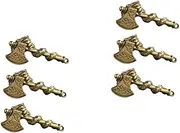 [SHINEOFI] 2sets Diy Keychain Brass Dragon Head Axe Pendant Fashionable Ornaments Key Chain Decor 3pcs*2