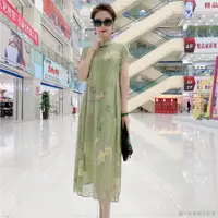 在飛比找蝦皮購物優惠-【改良旗袍】【國風裙子】夏季新款女中老年媽媽真絲桑蠶絲高級改