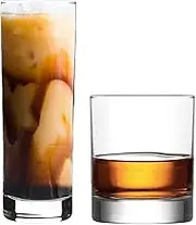LAV 12 Piece Ada Glassware Set - Modern Highball Collins Cocktail Glasses, Whiskey Tumblers - Fine Rim - 315ml | 320ml
