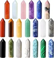 20 PCS Healing Crystals Stones Sets Wands Bulk Natural Pocket Amethyst Crystal Rose Quartz Assorted Pointed Reiki Gemstones Polished Energy Meditation Chakra Christmas Stocking Stuffers