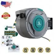 Effortless Retractable Hose Reel - 5/8"x100ft with Locking Mechanism & Nozzle
