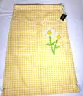 VTG Laundry Bag Yellow Plaid White Daisies By Gammon Dallas Cottage Granny Core