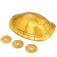 在飛比找樂天市場購物網優惠-中式黃銅烏龜殼帶銅錢家居擺件銅龜殼工藝飾品擺設