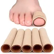Dr. Foot's Toe Tubes, Fabric Sleeve Protectors with Gel Lining Pad to Prevent Corn, Calluses, Blisters and Hammertoes, Toe Separators Protectors for Men and Women (Large 1" Diameter - 5 Pack)