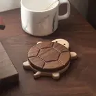 Quirky Drinkware Protectors Wooden Turtle Coaster Set for Kitchen Table Decor
