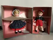 NIB Madame Alexander Hansel and Gretel Dolls set 453 454 with Stands Storybook